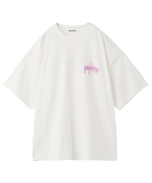 MILKFED.（ミルクフェド）の「MELTY LOGO WIDE S/S TEE（Tシャツ/カットソー・レディース・ライトピンク/ブラック/オフホワイト/ホワイト・ONE SIZE）」の10枚目の写真