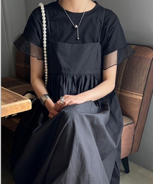 gossip！ロサンゼルス（ゴシップロサンゼルス）の「綿100% 調整可能ストラップ ギャザーロングキャミワンピース&日常シンブル重ね着カジュアル（ワンピース・レディース・ダークグレー/アイボリー/カーキ/ベージュ/ネイビー/ブラック・FREE）」の17枚目の写真