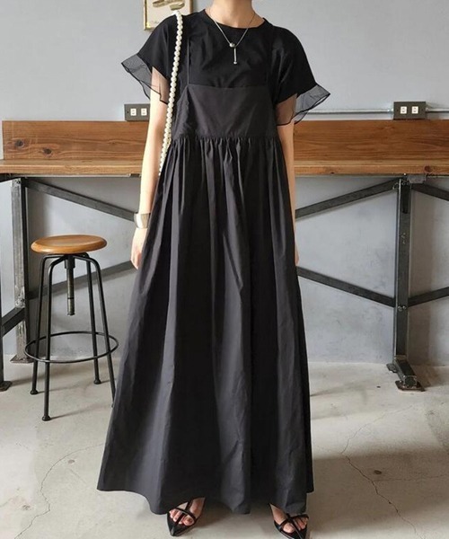 gossip！ロサンゼルス（ゴシップロサンゼルス）の「綿100% 調整可能ストラップ ギャザーロングキャミワンピース&日常シンブル重ね着カジュアル（ワンピース・レディース・ダークグレー/アイボリー/カーキ/ベージュ/ネイビー/ブラック・FREE）」の20枚目の写真