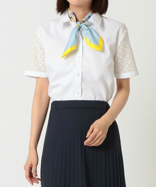 TOKYO SHIRTS(トウキョウシャツ)の「透け防止 形態安定ノーアイロン レギュラー衿 半袖ビジネスワイシャツ(ビジネスシャツ・レディース・ホワイト・XL/LL/L/M/S)」の1枚目の写真