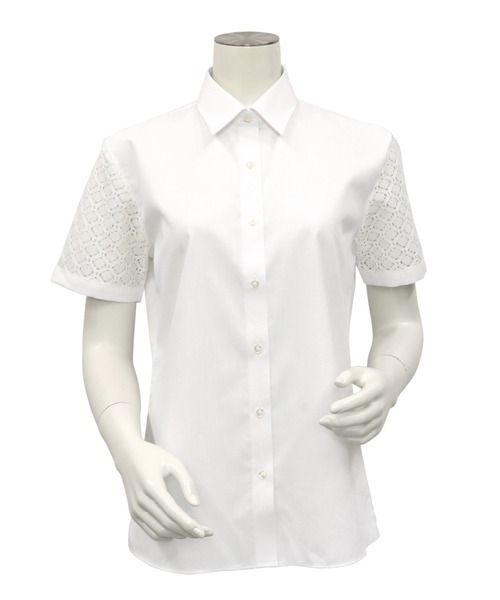 TOKYO SHIRTS(トウキョウシャツ)の「透け防止 形態安定ノーアイロン レギュラー衿 半袖ビジネスワイシャツ(ビジネスシャツ・レディース・ホワイト・XL/LL/L/M/S)」の6枚目の写真