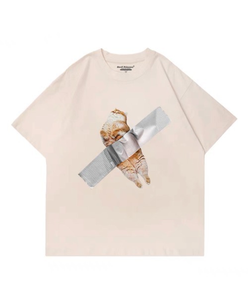 Chick（チック）の「キャット アート ビッグシルエット半袖Tシャツ（Tシャツ/カットソー・メンズ・ホワイト/チャコールグレー/ベージュ/ブラック・S/M/L/XL）」の4枚目の写真