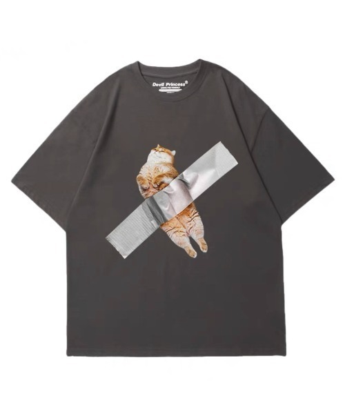 Chick（チック）の「キャット アート ビッグシルエット半袖Tシャツ（Tシャツ/カットソー・メンズ・ホワイト/チャコールグレー/ベージュ/ブラック・S/M/L/XL）」の3枚目の写真