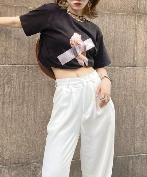 Chick（チック）の「キャット アート ビッグシルエット半袖Tシャツ（Tシャツ/カットソー・メンズ・ホワイト/チャコールグレー/ベージュ/ブラック・S/M/L/XL）」の7枚目の写真