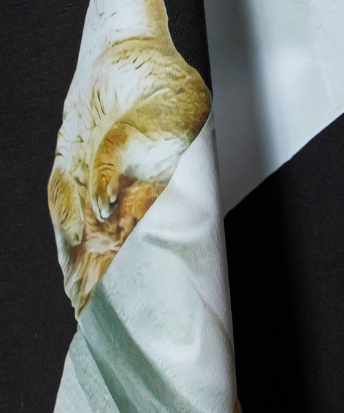 Chick（チック）の「キャット アート ビッグシルエット半袖Tシャツ（Tシャツ/カットソー・メンズ・ホワイト/チャコールグレー/ベージュ/ブラック・S/M/L/XL）」の13枚目の写真