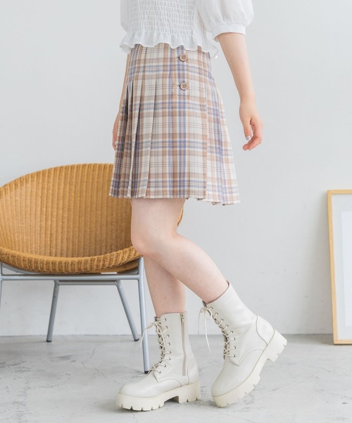 repipi armario（レピピ アルマリオ）の「ハイウエストプリーツスカート（スカート・キッズ・グリーン系その他/ブルー系その他/ベージュ系その他/ブラック/アイボリー系/ブラウン系その他/ブルー系その他2/イエロー系その他/アイボリー系2/グレー系その他/アイボリー系3/ブルー系その他5/ブルー系その他4/ブルー系その他3/グレー系その他2・SMALL/LARGE/MEDIUM）」の5枚目の写真