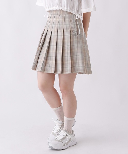 repipi armario（レピピ アルマリオ）の「ハイウエストプリーツスカート（スカート・キッズ・グリーン系その他/ブルー系その他/ベージュ系その他/ブラック/アイボリー系/ブラウン系その他/ブルー系その他2/イエロー系その他/アイボリー系2/グレー系その他/アイボリー系3/ブルー系その他5/ブルー系その他4/ブルー系その他3/グレー系その他2・SMALL/LARGE/MEDIUM）」の3枚目の写真