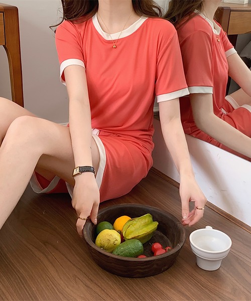 Girly Doll(ガーリードール)の「セットアップ ルームウェア Tシャツ&ショートパンツ 2点セット(ルームウェア/パジャマ・レディース・ブルー/グリーン/ピンク/パープル・FREE)」の12枚目の写真