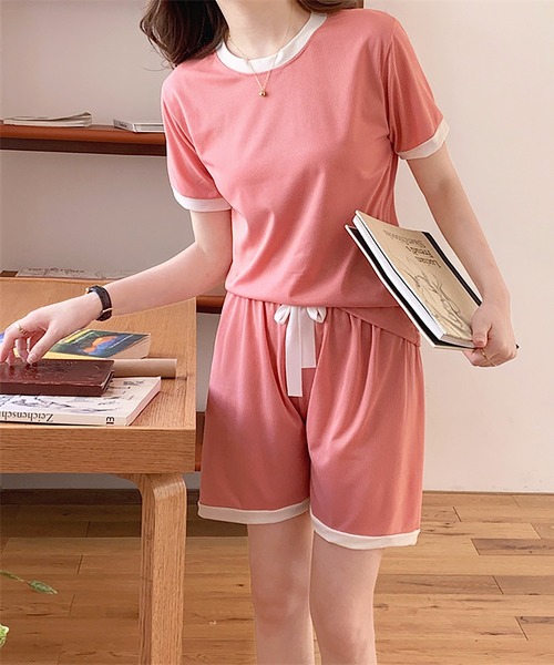 Girly Doll(ガーリードール)の「セットアップ ルームウェア Tシャツ&ショートパンツ 2点セット(ルームウェア/パジャマ・レディース・ブルー/グリーン/ピンク/パープル・FREE)」の20枚目の写真