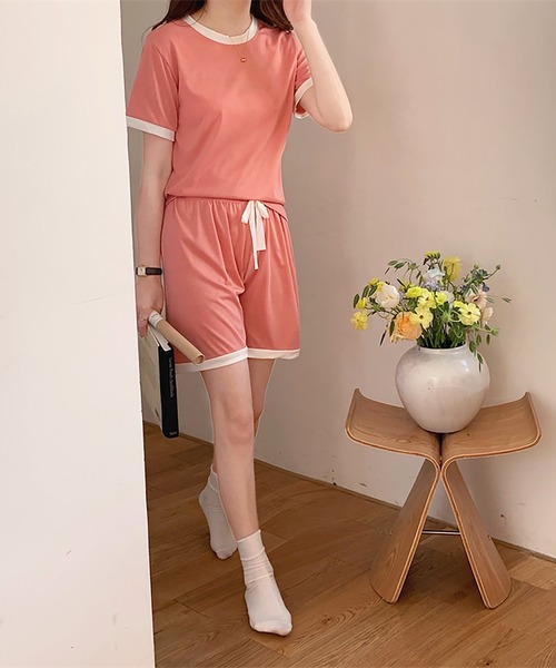 Girly Doll(ガーリードール)の「セットアップ ルームウェア Tシャツ&ショートパンツ 2点セット(ルームウェア/パジャマ・レディース・ブルー/グリーン/ピンク/パープル・FREE)」の22枚目の写真