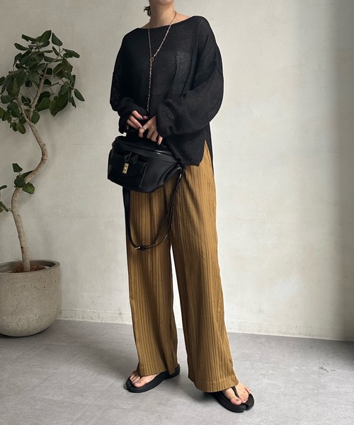 DouDou(ドゥドゥ)の「【WEB限定】ランダムプリーツパンツ(その他パンツ・レディース・ブラック/オリーブ/グリーン・FREE)」の15枚目の写真