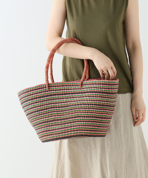 plage（プラージュ）の「別注 COL BDR BASKET バッグ（トートバッグ・レディース・バーガンディー・FREE）」の2枚目の写真