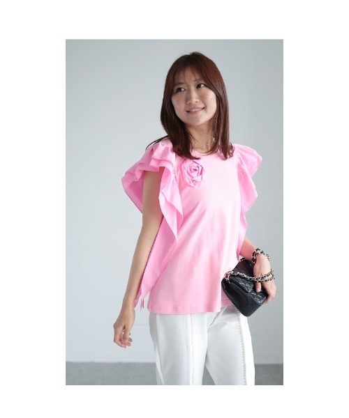 Sawa a la mode(サワアラモード)の「薔薇モチーフトップス(Tシャツ/カットソー・レディース・ブルー/ブラック/ホワイト/ピンク・FREE)」の22枚目の写真