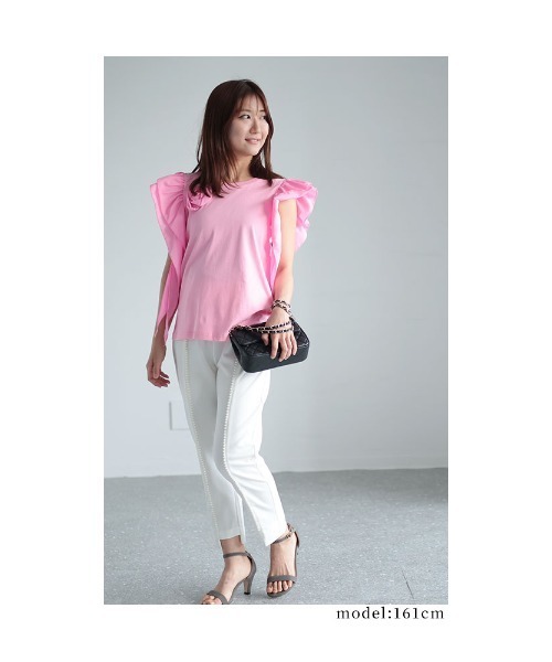 Sawa a la mode(サワアラモード)の「薔薇モチーフトップス(Tシャツ/カットソー・レディース・ブルー/ブラック/ホワイト/ピンク・FREE)」の13枚目の写真