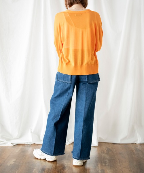 COMMRE（コムル）の「【COMMRE】シアーカーディガン（カーディガン/ボレロ・レディース・ベージュ/グリーン/ダークグレー/オレンジ・FREE）」の6枚目の写真