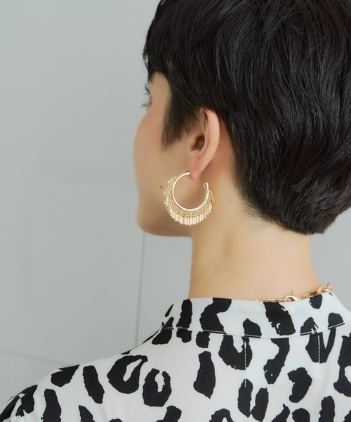 manana suerte（マニャーナスエルテ）の「フリンジフープピアス（ピアス（両耳用）・レディース・ゴールド・FREE）」の5枚目の写真