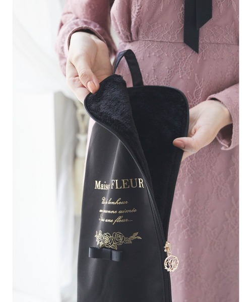 ♡ Maison de FLEUR★折りたたみ傘 日傘 ポーチ ブラック ♡ アンブレラケース（折りたたみ傘）｜Maison de FLEUR（メゾンド