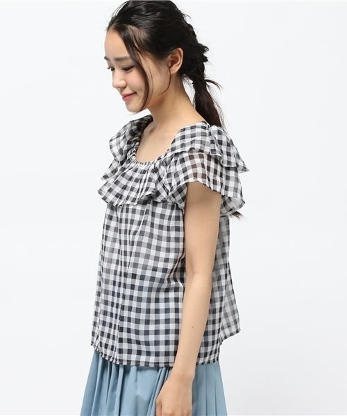 one after another NICE CLAUP（ワンアフターアナザーナイスクラップ）の「【ナイスクラップ】フレアー襟ブラウス（シャツ/ブラウス・レディース・オフホワイト/ネイビー/ブラック・FREE）」の5枚目の写真