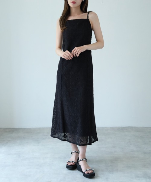 tocco closet（トッコ　クローゼット）の「【ZOZO限定】レースキャミワンピース（ワンピース・レディース・ブラック/オフホワイト・M）」の10枚目の写真