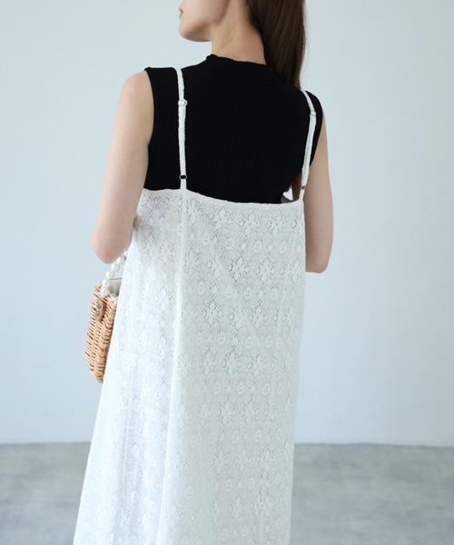 tocco closet（トッコ　クローゼット）の「【ZOZO限定】レースキャミワンピース（ワンピース・レディース・ブラック/オフホワイト・M）」の9枚目の写真