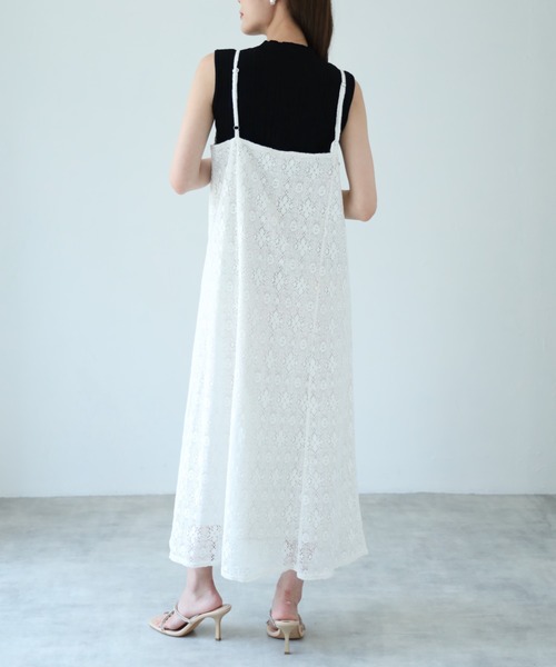 tocco closet（トッコ　クローゼット）の「【ZOZO限定】レースキャミワンピース（ワンピース・レディース・ブラック/オフホワイト・M）」の8枚目の写真