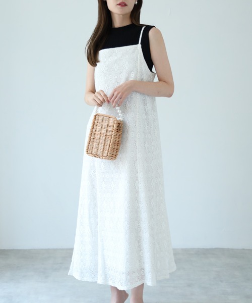 tocco closet（トッコ　クローゼット）の「【ZOZO限定】レースキャミワンピース（ワンピース・レディース・ブラック/オフホワイト・M）」の7枚目の写真