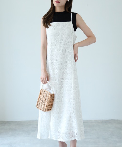 tocco closet（トッコ　クローゼット）の「【ZOZO限定】レースキャミワンピース（ワンピース・レディース・ブラック/オフホワイト・M）」の4枚目の写真