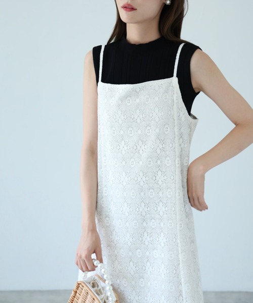 tocco closet（トッコ　クローゼット）の「【ZOZO限定】レースキャミワンピース（ワンピース・レディース・ブラック/オフホワイト・M）」の5枚目の写真