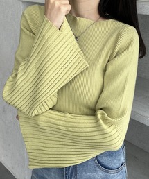 GeeRA | ボートネックフレアースリーブリブニット(ニット/セーター)