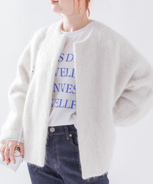Rouge vif | シャギーショートコート(ノーカラーコート)