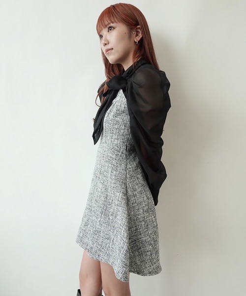 REDYAZEL（レディアゼル）の「ツィードキャミロンパース（つなぎ/オールインワン・レディース・オフホワイト/ネイビー/ブラック・FREE）」の4枚目の写真