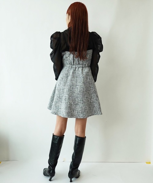 REDYAZEL（レディアゼル）の「ツィードキャミロンパース（つなぎ/オールインワン・レディース・オフホワイト/ネイビー/ブラック・FREE）」の7枚目の写真