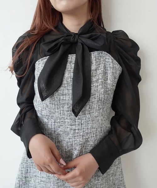 REDYAZEL（レディアゼル）の「ツィードキャミロンパース（つなぎ/オールインワン・レディース・オフホワイト/ネイビー/ブラック・FREE）」の8枚目の写真