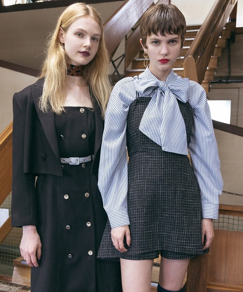 REDYAZEL（レディアゼル）の「ツィードキャミロンパース（つなぎ/オールインワン・レディース・オフホワイト/ネイビー/ブラック・FREE）」の12枚目の写真