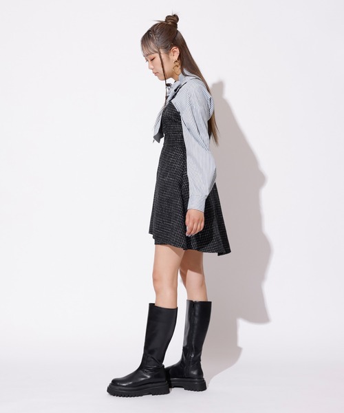 REDYAZEL（レディアゼル）の「ツィードキャミロンパース（つなぎ/オールインワン・レディース・オフホワイト/ネイビー/ブラック・FREE）」の15枚目の写真