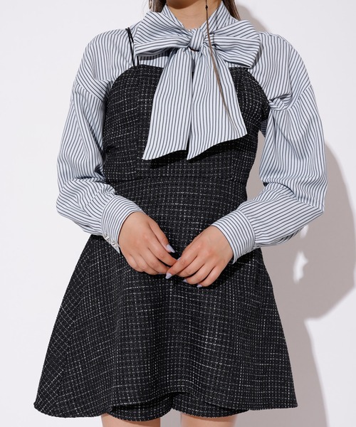 REDYAZEL（レディアゼル）の「ツィードキャミロンパース（つなぎ/オールインワン・レディース・オフホワイト/ネイビー/ブラック・FREE）」の17枚目の写真