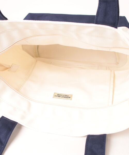 BEVERLY HILLS POLO CLUB(ビバリーヒルズポロクラブ)の「BEVERLY HILLS POLO CLUB/ビバリーヒルズポロクラブ 大容量 A4収納可能 PC収納可能 ブランド ロゴ ポニー 刺繍 BHPC キャンバス トートバッグ(トートバッグ・レディース・ホワイト×ネイビー/ブラック/ネイビー/ベージュ/ホワイト×グリーン/ホワイト×ピンク/ホワイト系その他・FREE)」の16枚目の写真