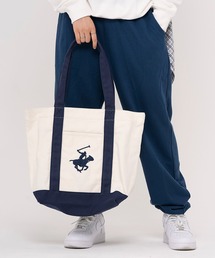 BEVERLY HILLS POLO CLUB/ビバリーヒルズポロクラブ 大容量 A4収納可能 PC収納可能 ブランド ロゴ ポニー 刺繍 BHPC キャンバス トートバッグ