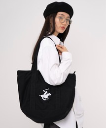 BEVERLY HILLS POLO CLUB/ビバリーヒルズポロクラブ 大容量 A4収納可能 PC収納可能 ブランド ロゴ ポニー 刺繍 BHPC キャンバス トートバッグ