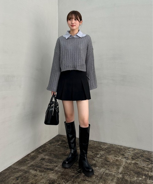 EPIMI E'PIMMY(エピミエピミー)の「ボックスプリーツミニスカート(スカート・レディース・ブラック/モカ/グレー・MEDIUM)」の18枚目の写真