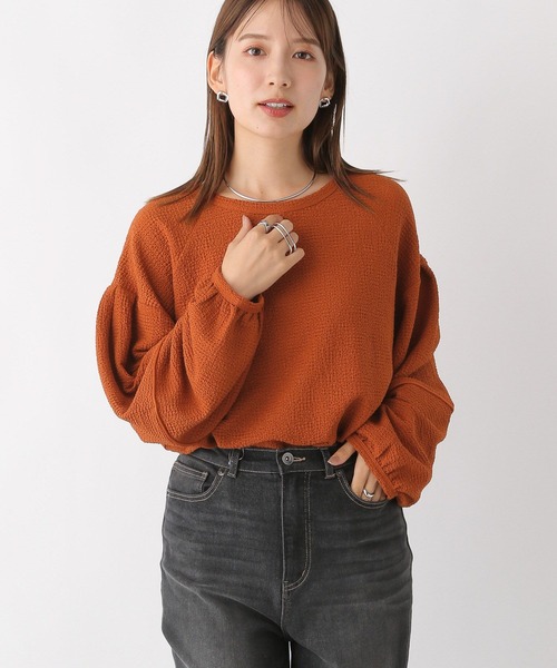 LEPSIM(レプシィム)の「ジャガードランタン長袖プルオーバー 974549(Tシャツ/カットソー・レディース・オフホワイト/オレンジ/ブラック・FREE)」の5枚目の写真