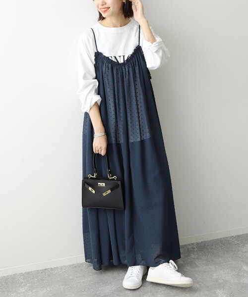 【美品】IENA デザインキャミワンピース ドット セール】ドットラッフルキャミワンピース（ワンピース）｜SLOBE