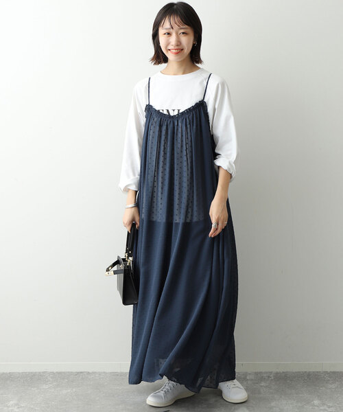 【美品】IENA デザインキャミワンピース ドット SLOBE IENA ワンピース ドットラッフルキャミワンピース