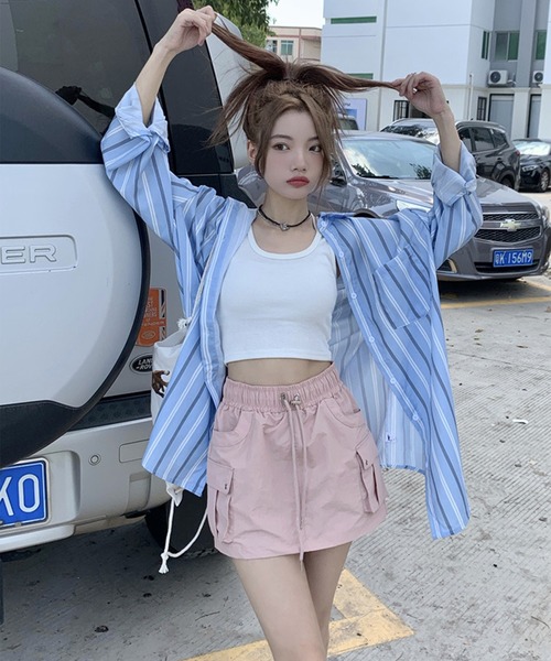 BENDER TOKYO（ベンダートウキョウ）の「【26SS新色追加】【7色展開】BENDER TOKYO リラックスフィット レギュラーカラーシャツ ストライプシャツ 長袖［UNISEX］（シャツ/ブラウス・メンズ・ブラック/ブルー/ホワイト/アイボリー/サックスブルー/ホワイト×グレー/ホワイト×ブルー・L/M/S）」の10枚目の写真