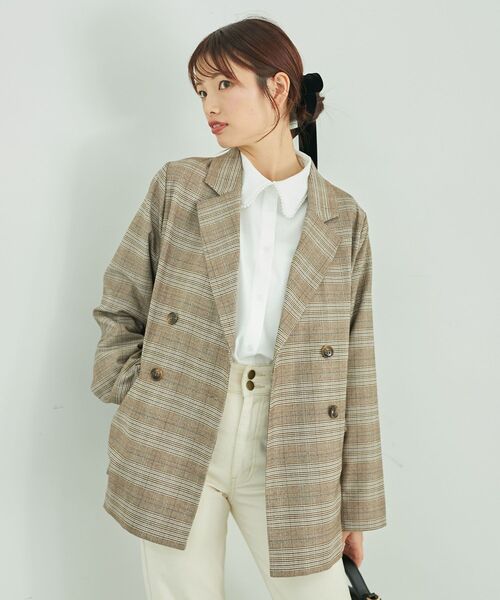 MAJESTIC LEGON（マジェスティックレゴン）の「ダブルテーラードジャケット（テーラードジャケット・レディース・グレー系その他/ブラウン系その他2・MEDIUM）」の7枚目の写真