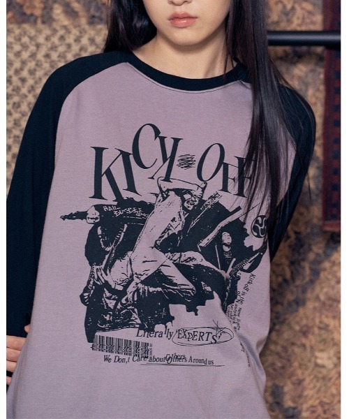 NASTY KICK(ナスティーキック)の「【UNISEX】NASTYKICK/Pitchy長袖Tシャツ(Tシャツ/カットソー・メンズ・ブラック/ブラウン/ネイビー/アイボリー・LARGE/MEDIUM)」の2枚目の写真
