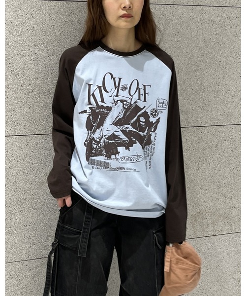 NASTY KICK(ナスティーキック)の「【UNISEX】NASTYKICK/Pitchy長袖Tシャツ(Tシャツ/カットソー・メンズ・ブラック/ブラウン/ネイビー/アイボリー・LARGE/MEDIUM)」の5枚目の写真