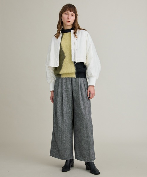 PUBLIC TOKYO(パブリックトウキョウ)の「ブロックカーブモヘアニット(ニット/セーター・レディース・ブラック/アイボリー・FREE)」の3枚目の写真