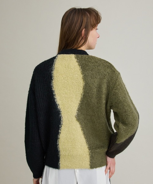 PUBLIC TOKYO(パブリックトウキョウ)の「ブロックカーブモヘアニット(ニット/セーター・レディース・ブラック/アイボリー・FREE)」の12枚目の写真