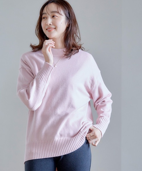 CROSS FUNCTION（クロスファンクション）の「洗えるバックスリットニット【CROSS FUNCTION/クロスファンクション】（ニット/セーター・レディース・ライトブルー/ブラック/ライトグリーン/モカ/アイボリー/ホワイト×ブラック/杢グレー/ライトピンク/ブラウン系その他/ブラック×ホワイト/グレー系その他・LL/M/L）」の11枚目の写真